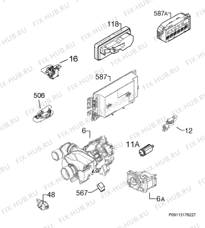 Взрыв-схема посудомоечной машины Zanussi ZDF14011WA - Схема узла Electrical equipment 268